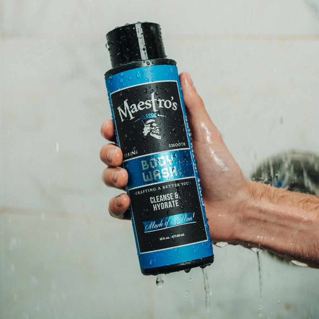 Maestro's Classic BATH WASH - Conditioning Bath Wash, Cleans and Hydrates, Mark of Man Blend, 16 Ounce
