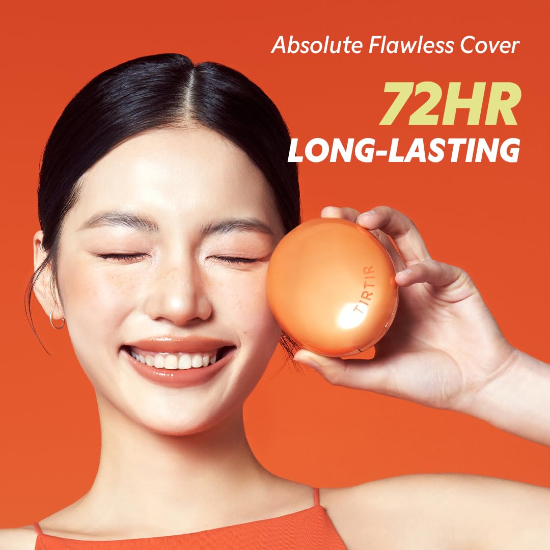TIRTIR Mask Fit Ai Filter Cushion Foundation | AI-Like Semi-Matte Finish - Up to 72-Hour Medium to Full Coverage Korean BB Cushion Make up Beauty, #24W Soft Beige, 0.63 Fl Oz