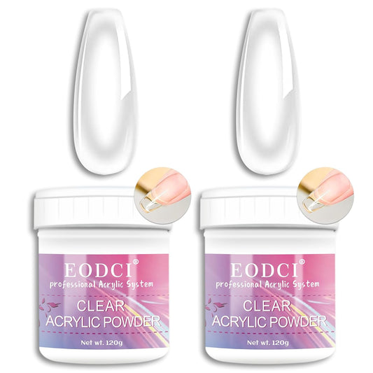 Clear Acrylic Powder, 2Pcs 4oz Professional Acrylic Nail Powder Polymer for 3D French Nail Manicure Extension Nail Carving Large Capacity Clear Acrylic Powder for Nails