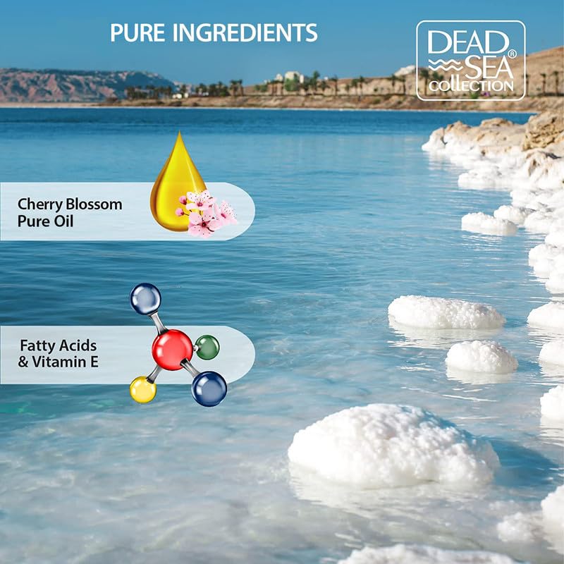 Dead Sea Collection Body Oil for Dry Skin - Cherry Blossom & Vitamin E, A, D Moisturizing Oil - Anti-Aging and Skin Elasticity Support - (4 fl.oz)