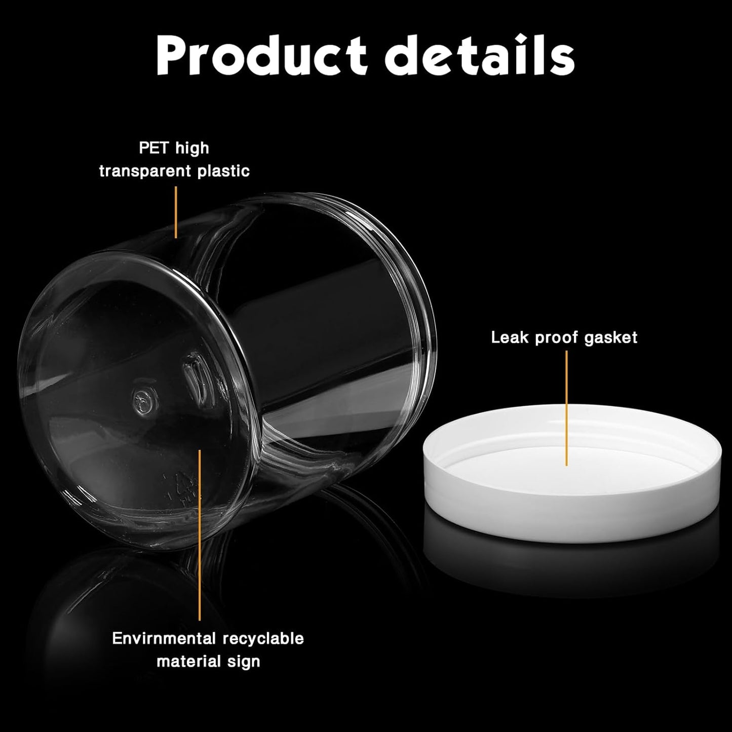 SATINIOR 24 Pieces Empty Clear Plastic Jars with Lids Round Storage Containers Wide Mouth for Beauty Product Cosmetic Cream Lotion Liquid Butter Craft and Food(White Lid,16 oz)