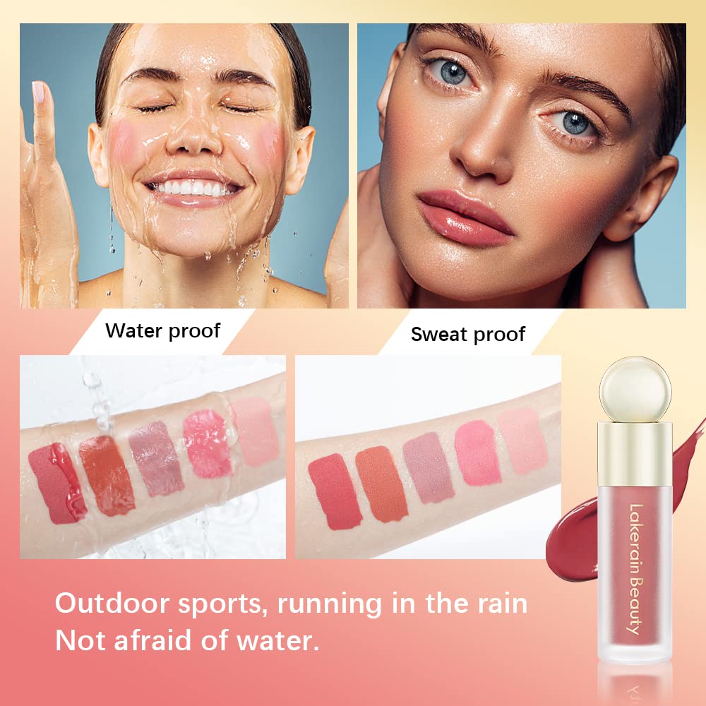 Liquid Blush For Cheeks, Soft Velvet Cream Blush Face Blush Makeup, Pink Blush Red Blush Skin Tint, Natural-Looking Matte Finish Makeup Blush Stick, Waterproof&Long Lasting Dewy Cheek Tint, Moisturizing&Lightweight Blendable Feel Blush Makeup (4#)