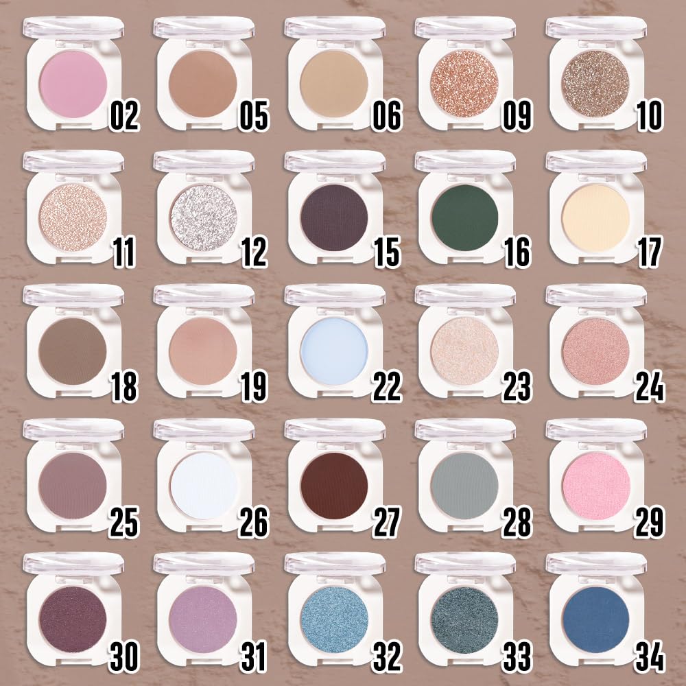 Light Cocoa Matte Eyeshadow Palette for Women, Single Monochrome Eye Shadow Makeup, Shiny Pressed Powder, Blendable Natural sombras para ojos, Holographic,Vegan,Travel -18