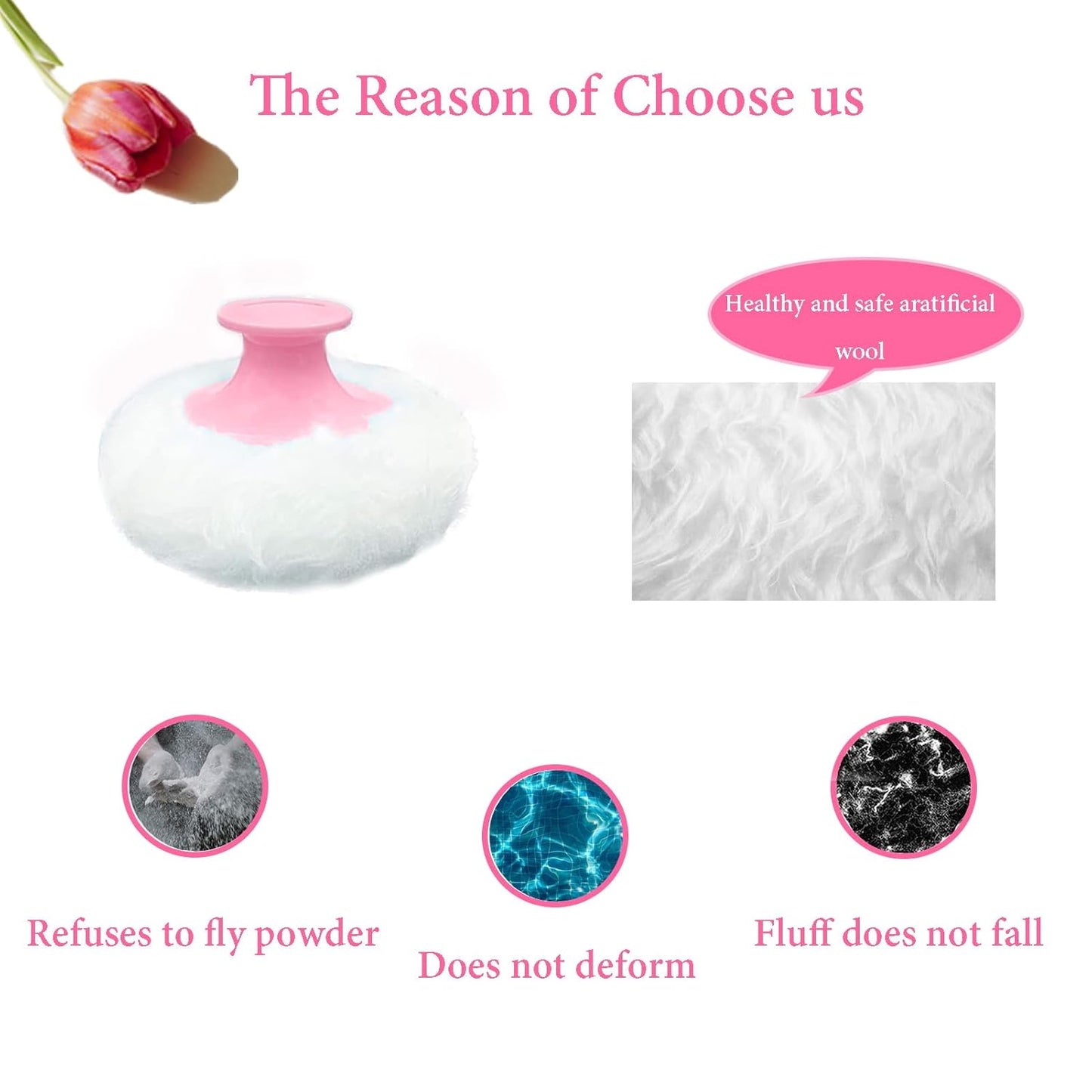 Body Powder Puff and Container for Dusting Powder, Women Powder Puff and Powder Case for Bath and Travel (Lotus)