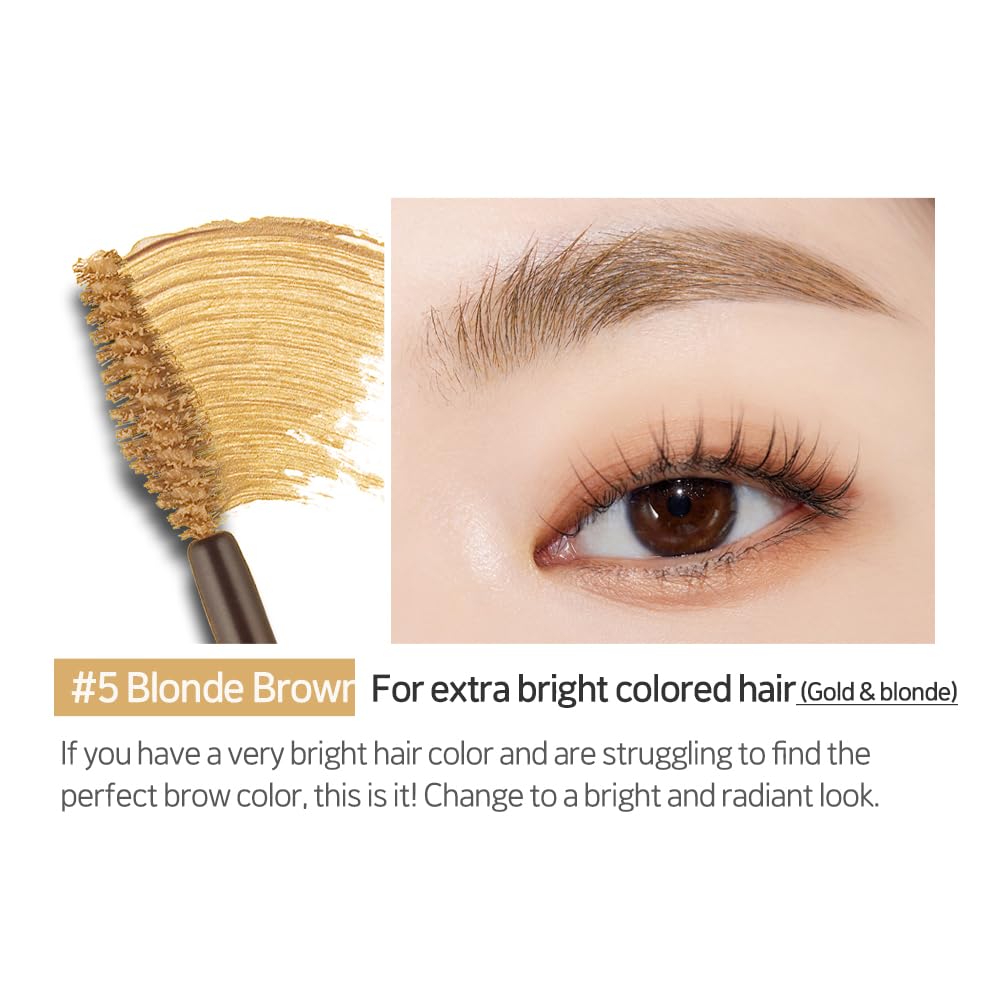 ETUDE Color My Brows, Brow Mascara, 3D Natural Coloring, Beeswax & Carnauba Wax, Moisturizing Brow Care, Eyebrow tint, Soft Gel Texture, Korean Makeup, Beauty, Blondie Brown (0.152 Fl Oz)