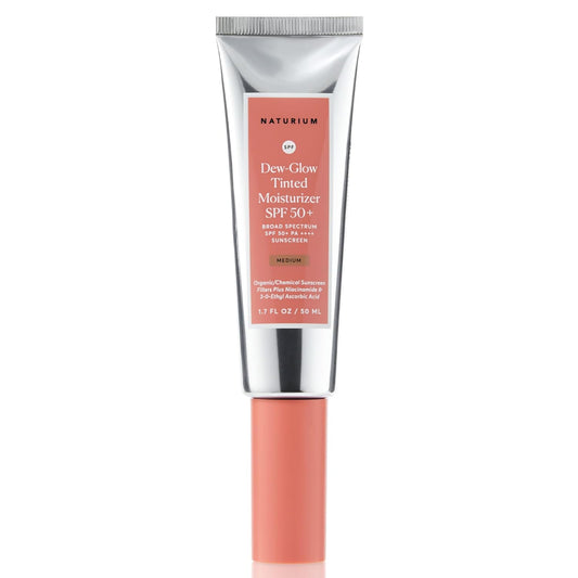 Naturium Dew-Glow Tinted Moisturizer SPF 50+ Medium, Daily Moisturizing Sunscreen & Face Primer with Tint, Skin Protector with Dewy Finish, 1.7 oz