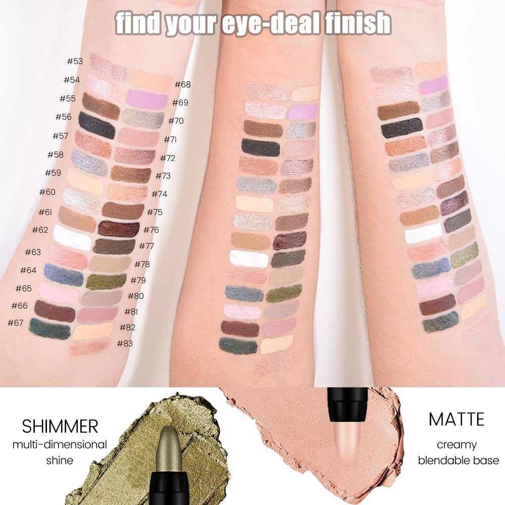 Kaely Cream Eye Shadow Sticks, Charcoal Black Matte Eyeliner Pencil Eyeshadow Palette Makeup, Eye Highlighter Brightener Stick for Older Women Waterproof Pigmented, sombras para ojos, New-56