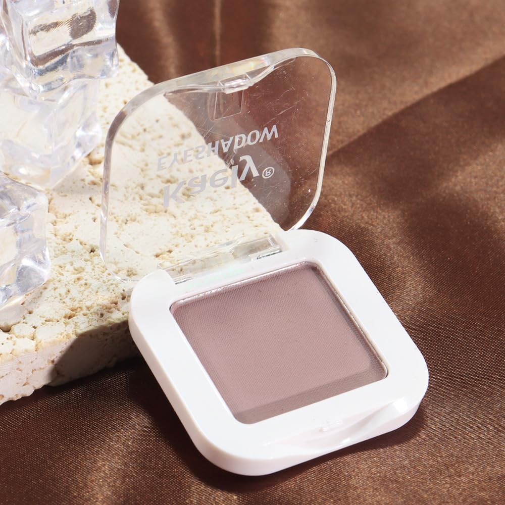 evpct Mauve Taupe Matte Single Eye Shadow Palette Makeup for Older Women, Plum Lavender Purple Natural Cream Eyeshadow Palette for Green Eyes, High Pigment Mini Monochrome Eyeshadow Sombra Para Ojos