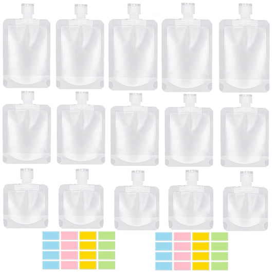 17 Pack Travel Pouches for Toiletries,TSA Approved,Travel Size Portable Containers,Stand Up Pouch,Refillable Travel Accessories for Shampoo Conditioner Lotion Soap Liquids (B-17pcs)