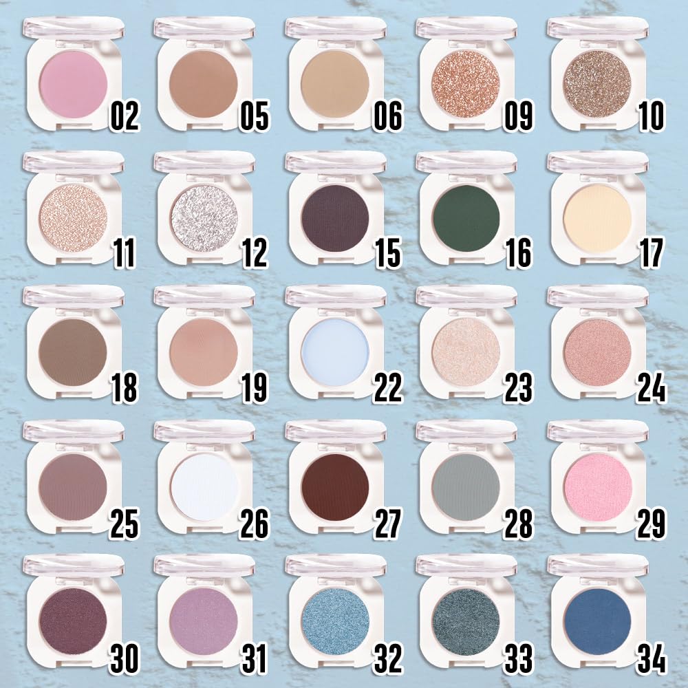 Light Blue White Single Eyeshadow Makeup, Neutral Powde Eye Shadow for Women, Light White Matte Singles Eyeshadow Palette Pigmented Waterproof,sombras para ojos,Girls Monochrome Eyeshadows Gift