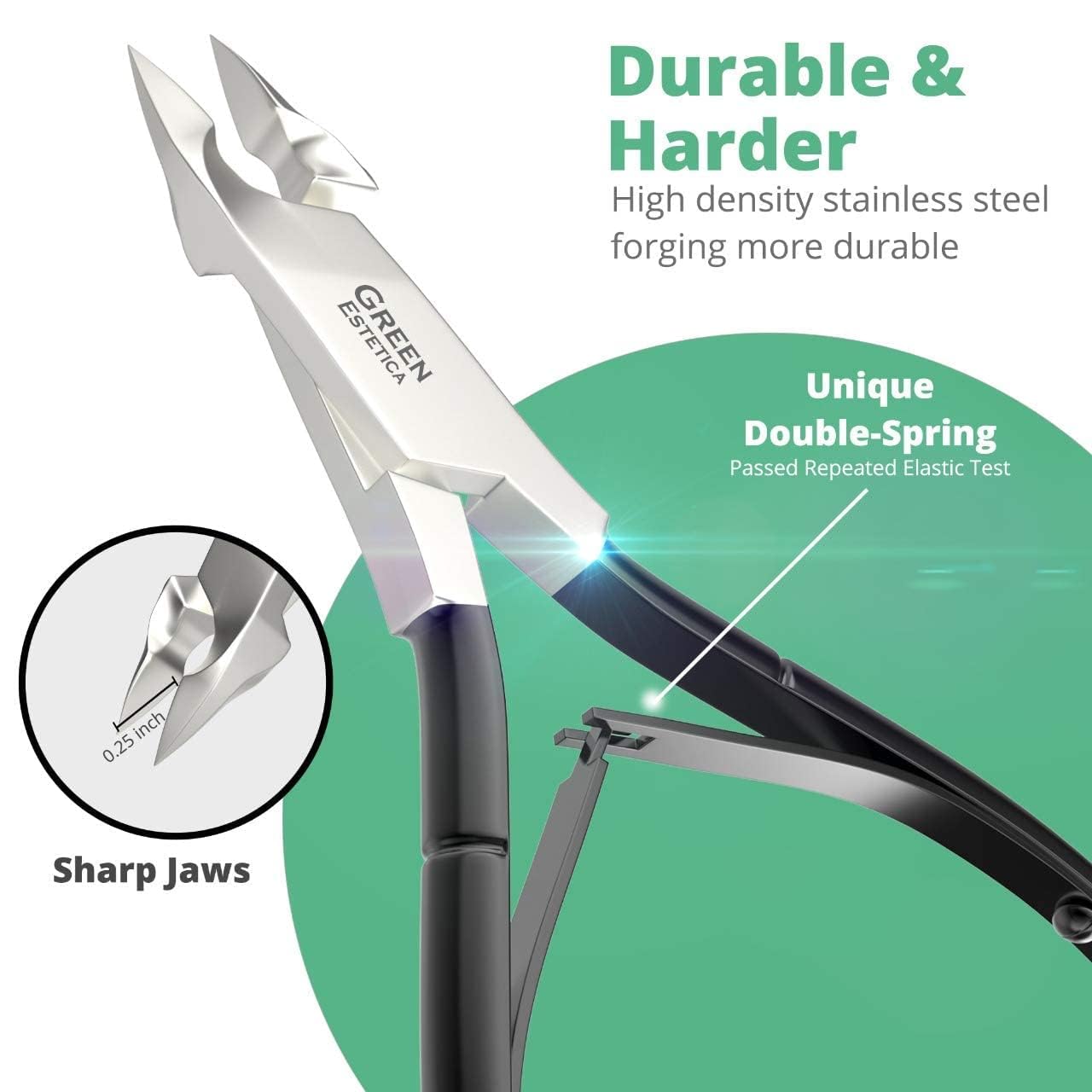 Professional Cuticle Trimmer Nail Cuticle Cutter Stainless Steel Cuticle Nippers with Sharp Blades of Cuticle Remover Clippers Manicure Tools Double Spring for Nail Care Pedicure Nail Tools (Black)