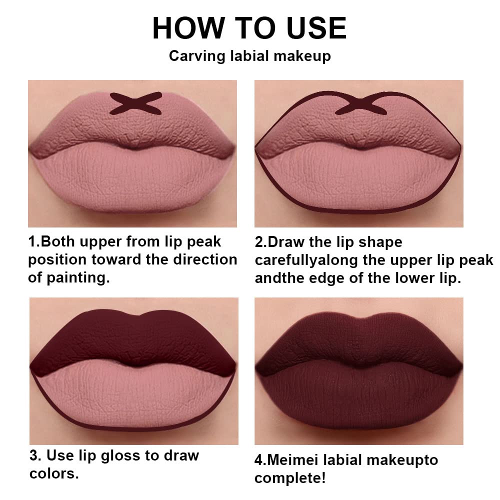 evpct 2Pcs Dark Deep Burgundy Red Matte Lipstick and Lip Liner Makeup Set for Women Dark Blood Red Liquid Matte Brown Lipstick Lip Liner Stain long lasting waterproof Permanent Lipsticks 24 hours 17#