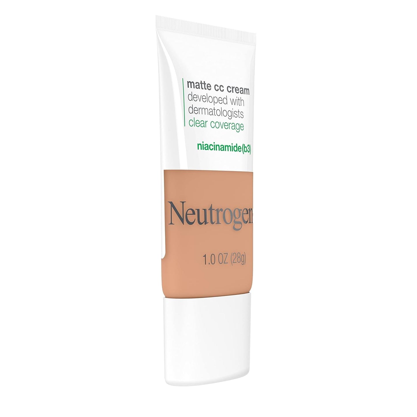 Neutrogena Clear Coverage Flawless Matte CC Cream, Full-Coverage Color Correcting Cream Face Makeup with Niacinamide (b3), Hypoallergenic, Oil Free & Fragrance Free, Warm Linen, 1 oz