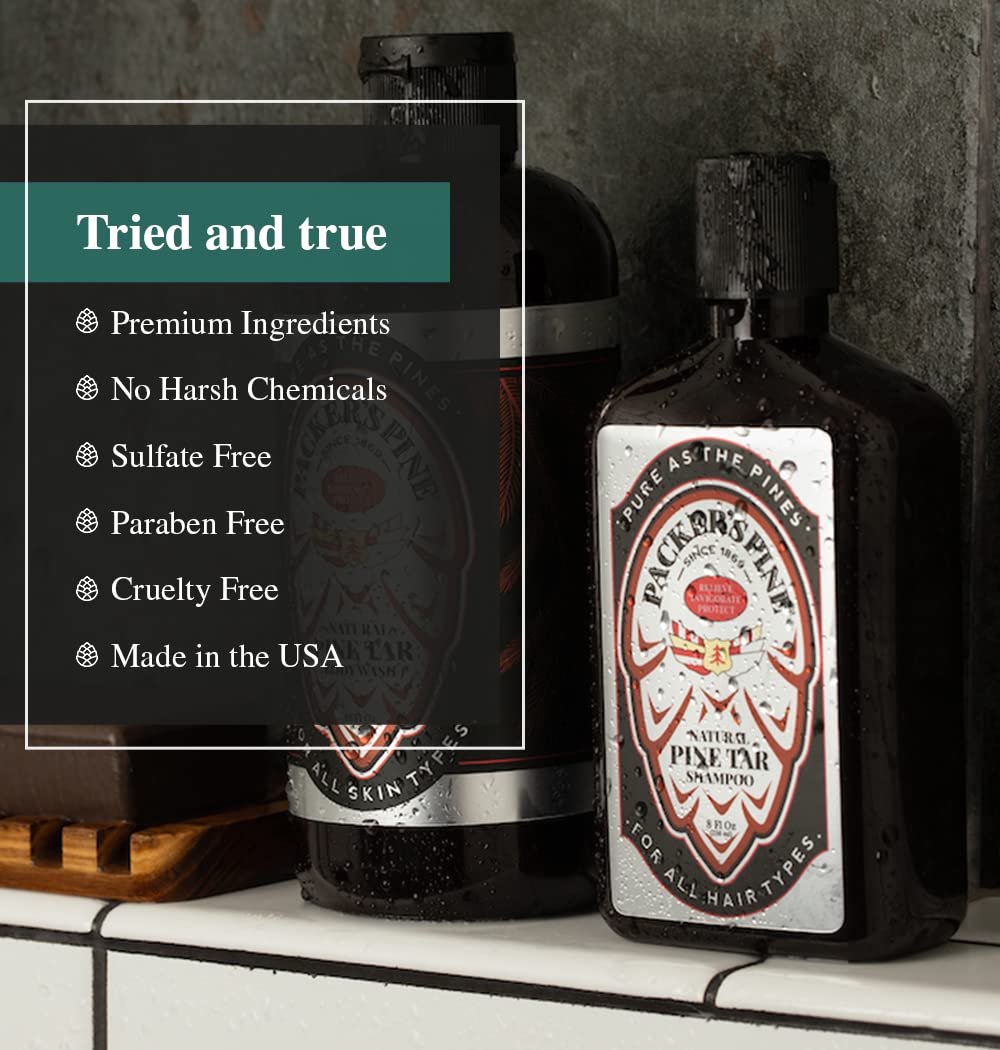 Packer's Pine Tar Shampoo | USA Made With All Natural Active Ingredients | Shampoo for Dry and Itchy Scalp | Paraben and Sulfate Free (Pack of 1)