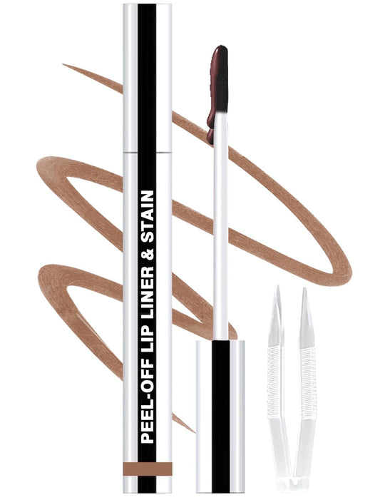 Lip Liner Stain Peel Off with Tweezer, Long Lasting Matte Lip Tattoo, Highly Pigmented Color Lip Makeup, Waterproof, Transfer-proof Lipstain for Women, for All Skin Types 05