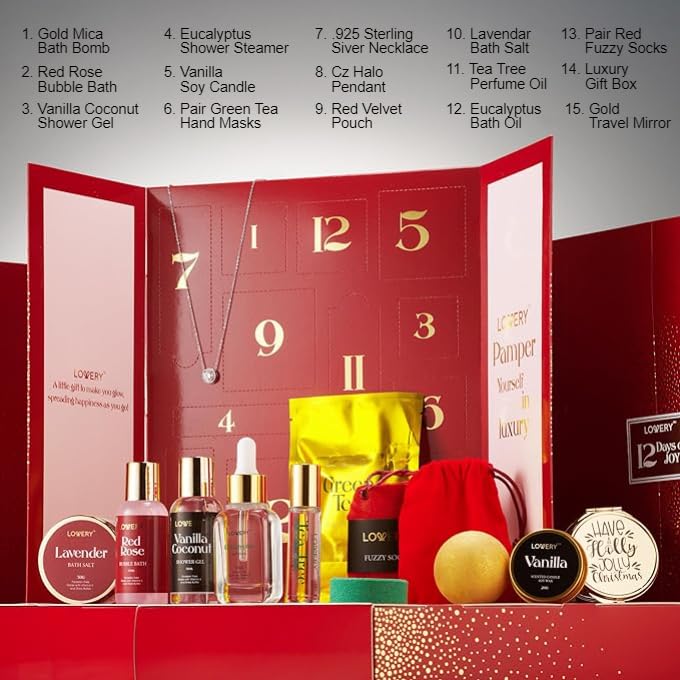 Birthday Gifts for Her, 12 Day Beauty Surprises, Wedding Gifts for Adults, Birthday Gifts for Women & Men, Anniversary Ideas, Beauty & Spa - Bath & Body Care Gift Set