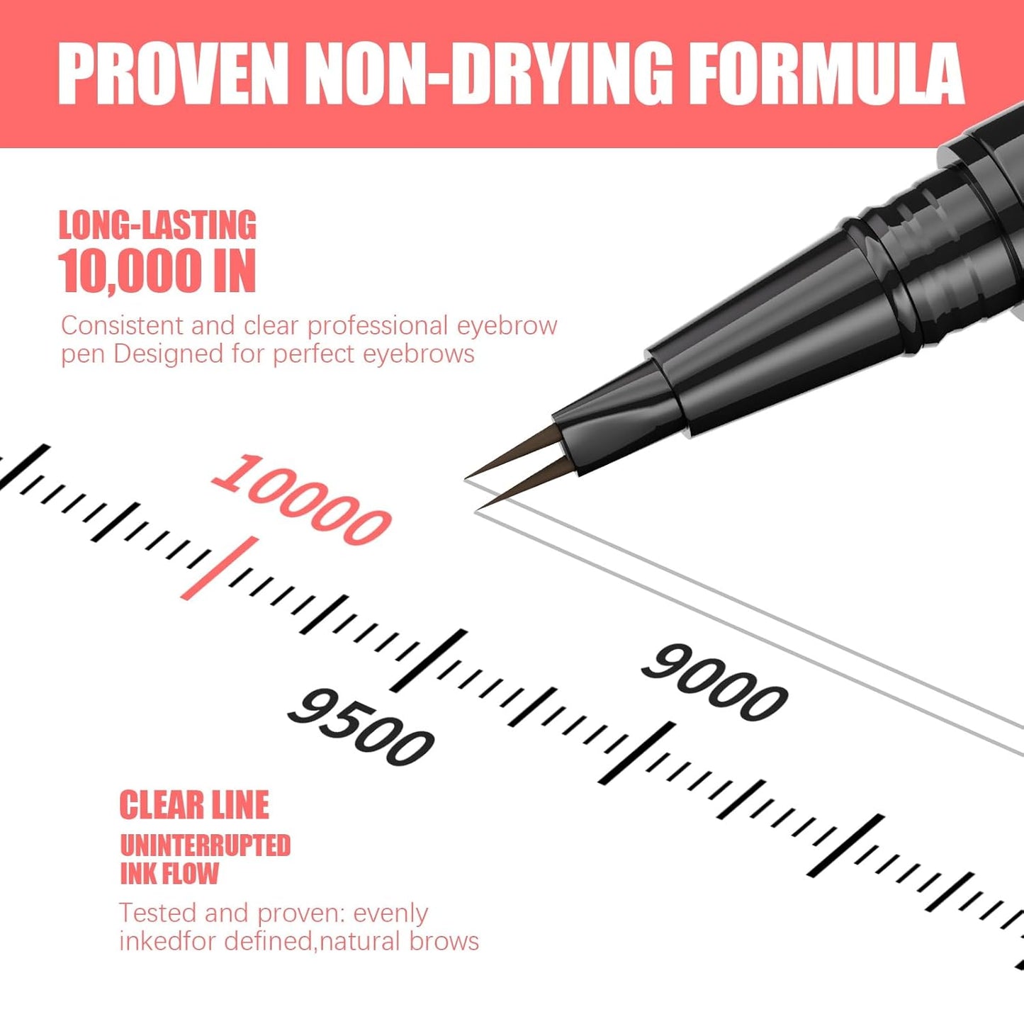 Eyebrow Pen, Microblading Eyebrow Pencil for Natural Hair-Like, Fast & Precise Faux Brow Pen with Double Brush Tip, Waterproof Long-Lasting, Filling Eyebrow Pencils for Women, Black