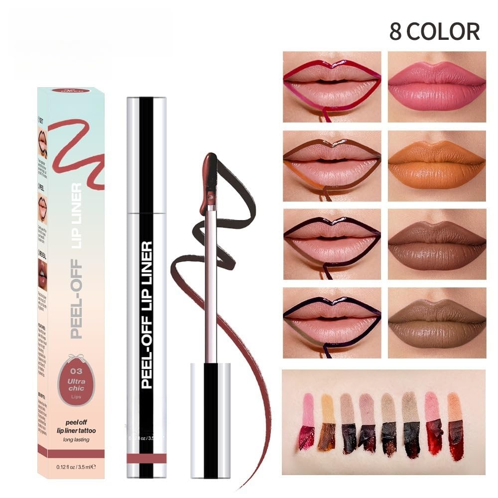 Longwear Peel-off Lip Stain Marker Peel Off with Vitamin E - Smudge-Resistant Lip Liner & Base for All Skin Types (04#)