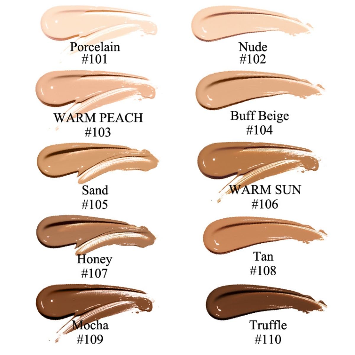 2 Pack PHOERA Foundation 101- Porcelain and102- Nude, Flawless Soft Matte Liquid Foundation 24 HR Oil Control Concealer Foundation Makeup