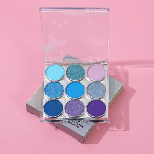 Mattew Eyeshadow Palette 9 Colors Cool Toned Matte Glitter Eyeshadow Palette (Color 03)
