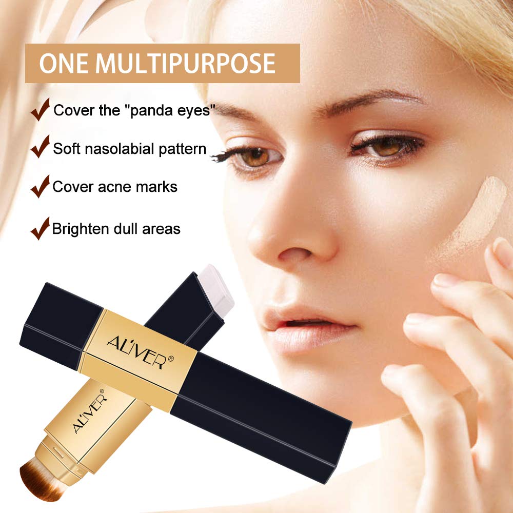 2 IN 1 Design Foundation & Brush, Face Makeup Foundation, Portable Makeup Concealers, Color Changing Foundation, Concealer Cover Concealer