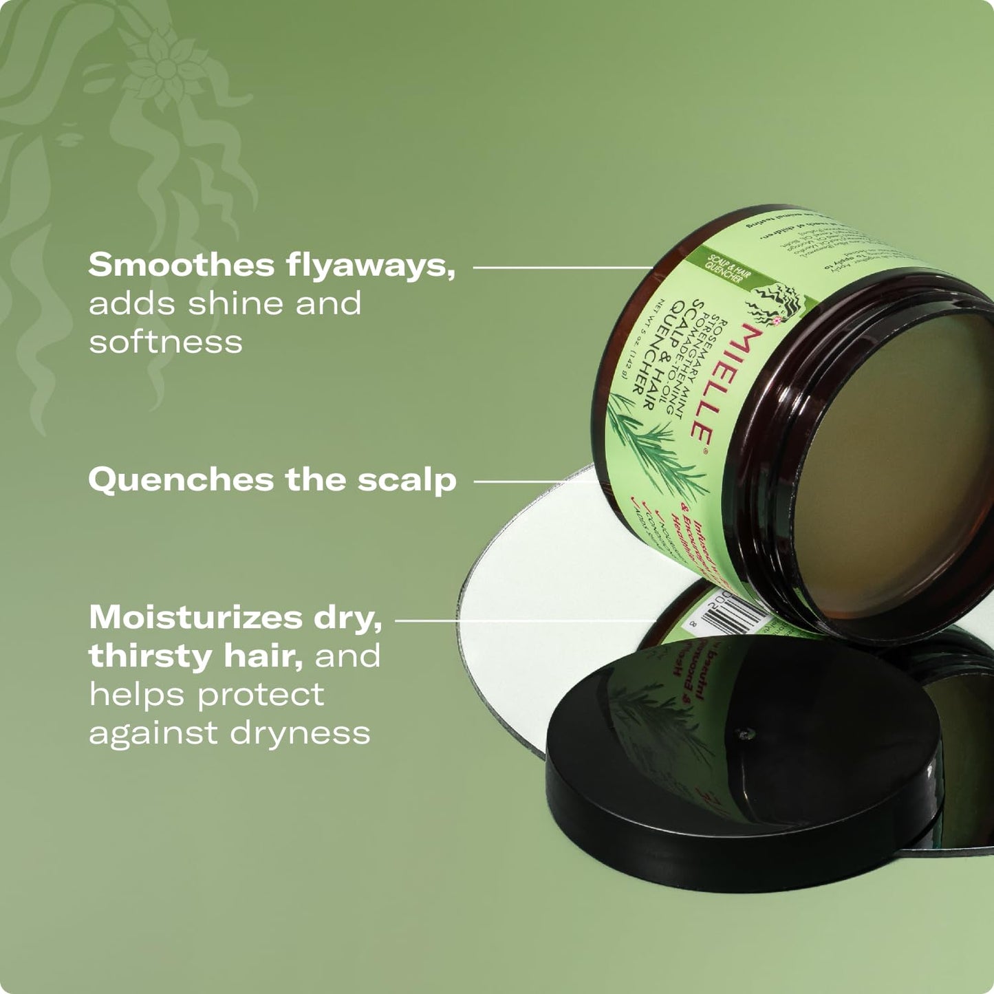 Mielle Organics Rosemary & Mint Hair Pomade for Women & Men - Conditioning Natural Hair Moisturizer to Quench the Scalp, Lock in Wave Patterns, Add Shine & Help Protect Against Dryness (5 oz)