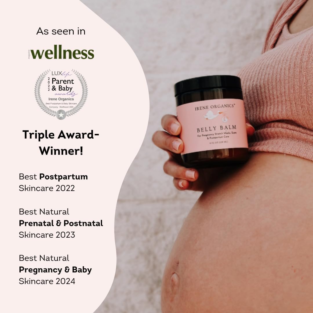 Belly Bundle by Irene Organics - Organic Belly Butter and Oil for Pregnancy Stretch Mark Prevention and Treatment - Award Winning Skincare For Pregnancy and Postpartum - Mother's Day Gift Set (Large)
