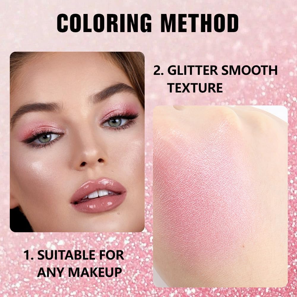 Shimmer Singe Eye Shadow Palette Makeup, Pink Sparkle Shimmer Monochrome Eyeshadow For Old Women, Mini Pressed Pigmented Waterproof Sombras Para Ojos, Vegan, Talc, Paraben & Cruelty Free, 11
