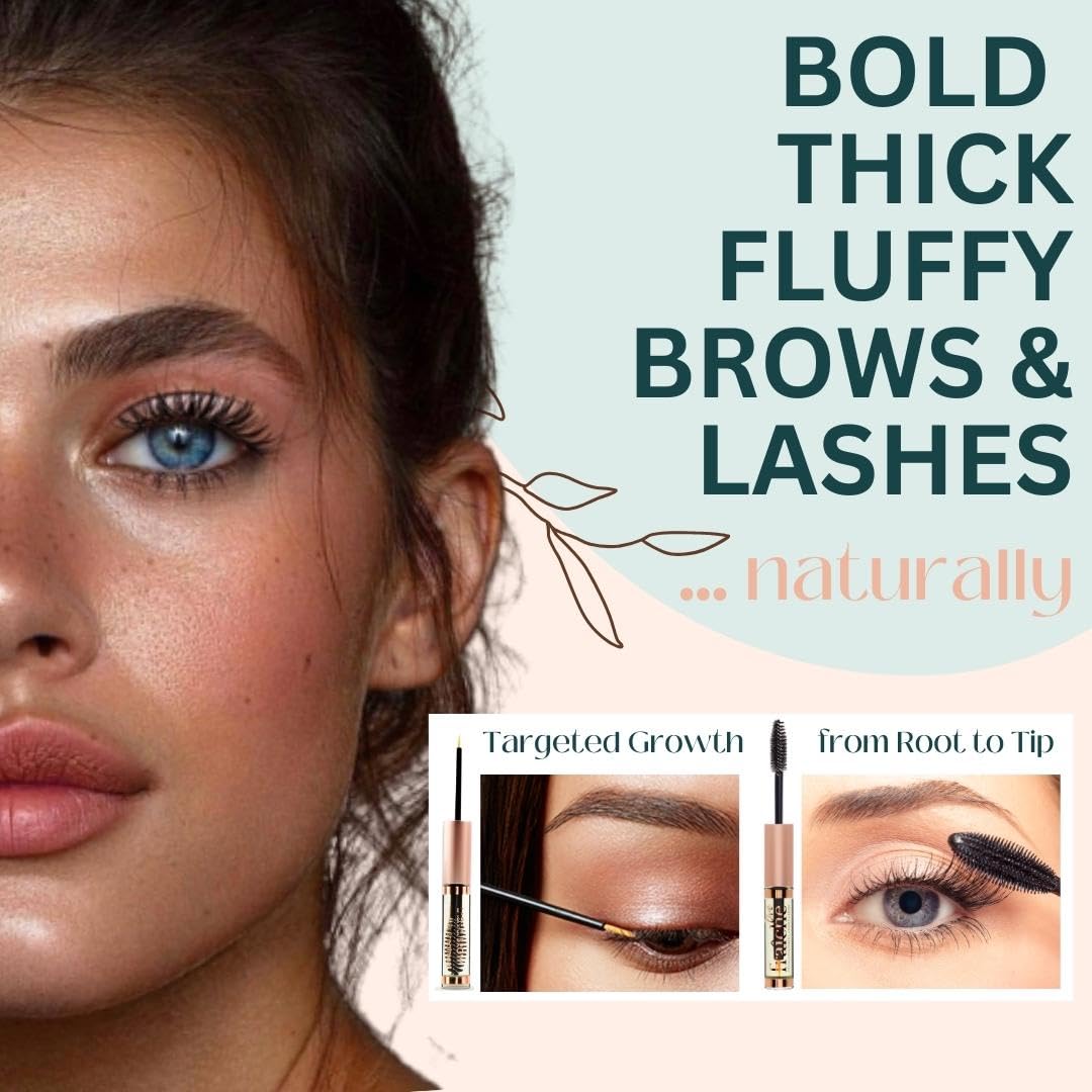 Organic Castor Oil Lash Serum for Hair Growth, 100% Pure Eyebrow Eyelash Growth Serum, Cold Pressed Hexane Free (2oz Glass Bottle + FILLED Mascara Tube)