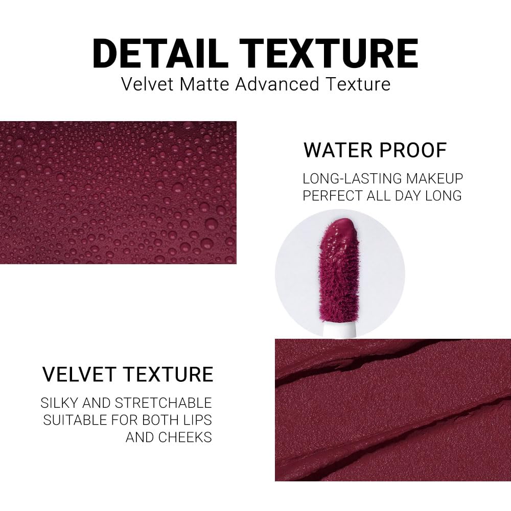 evpct 1Pcs Plum Wine Red Silky Velvet Matte Liquid Lipstick Lip Gloss Set for Women Long Lasting 24 Hours Color Stay Lipstick labiales matte larga duracion mate 24 horas originales 09#