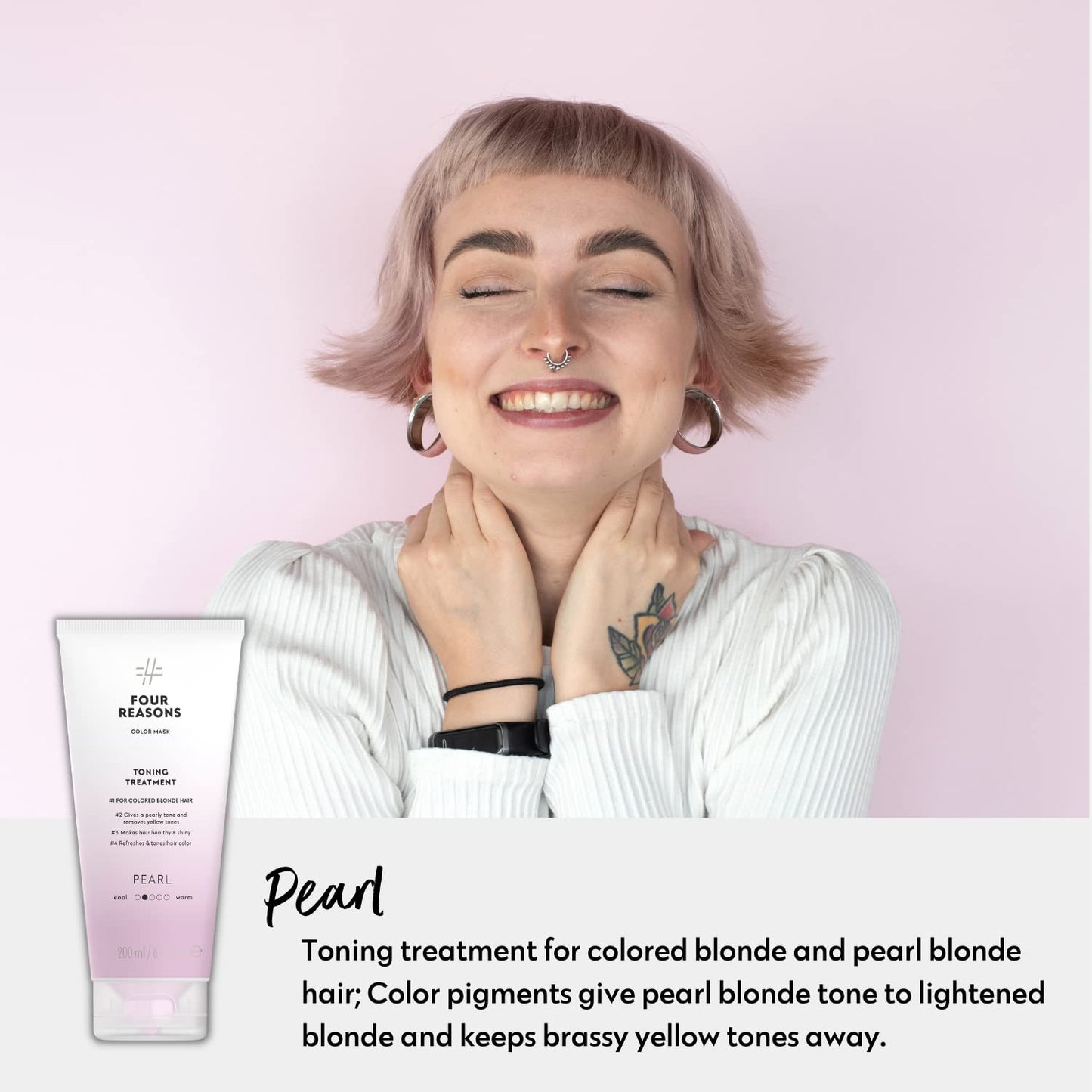 Color Mask Pearl Blonde Toning Treatment - 27-Color, Color-Deposit Conditioner for Color-Treated Hair - Vegan, Cruelty-Free, 6.76 fl oz