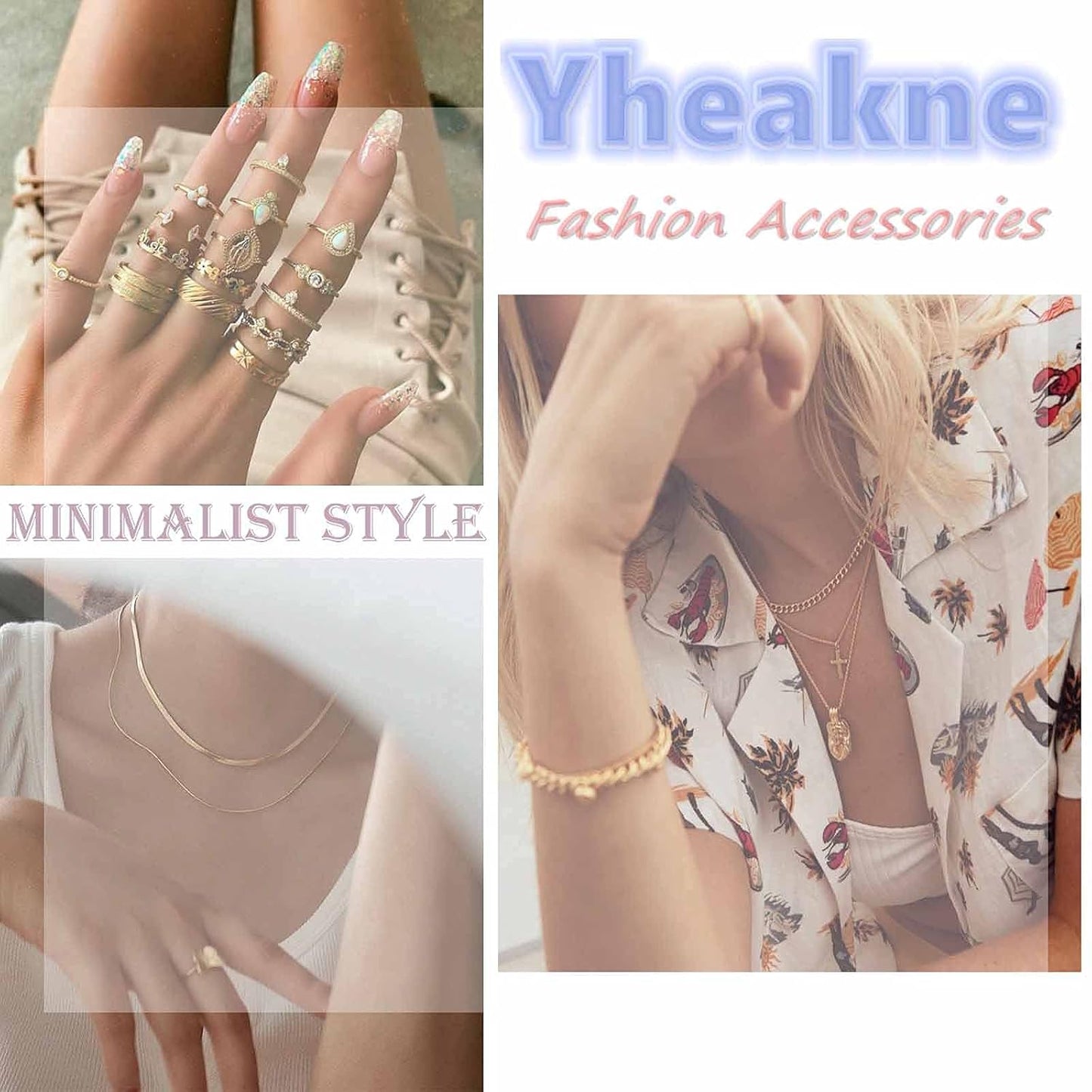 Punk Layered Figaro Chain Necklace Gold Snake Chain Choker Necklace Chunky Herringbone Necklace Vintage Layering Curb Chain Necklace Jewelry for Women and Girls Gifts for Her