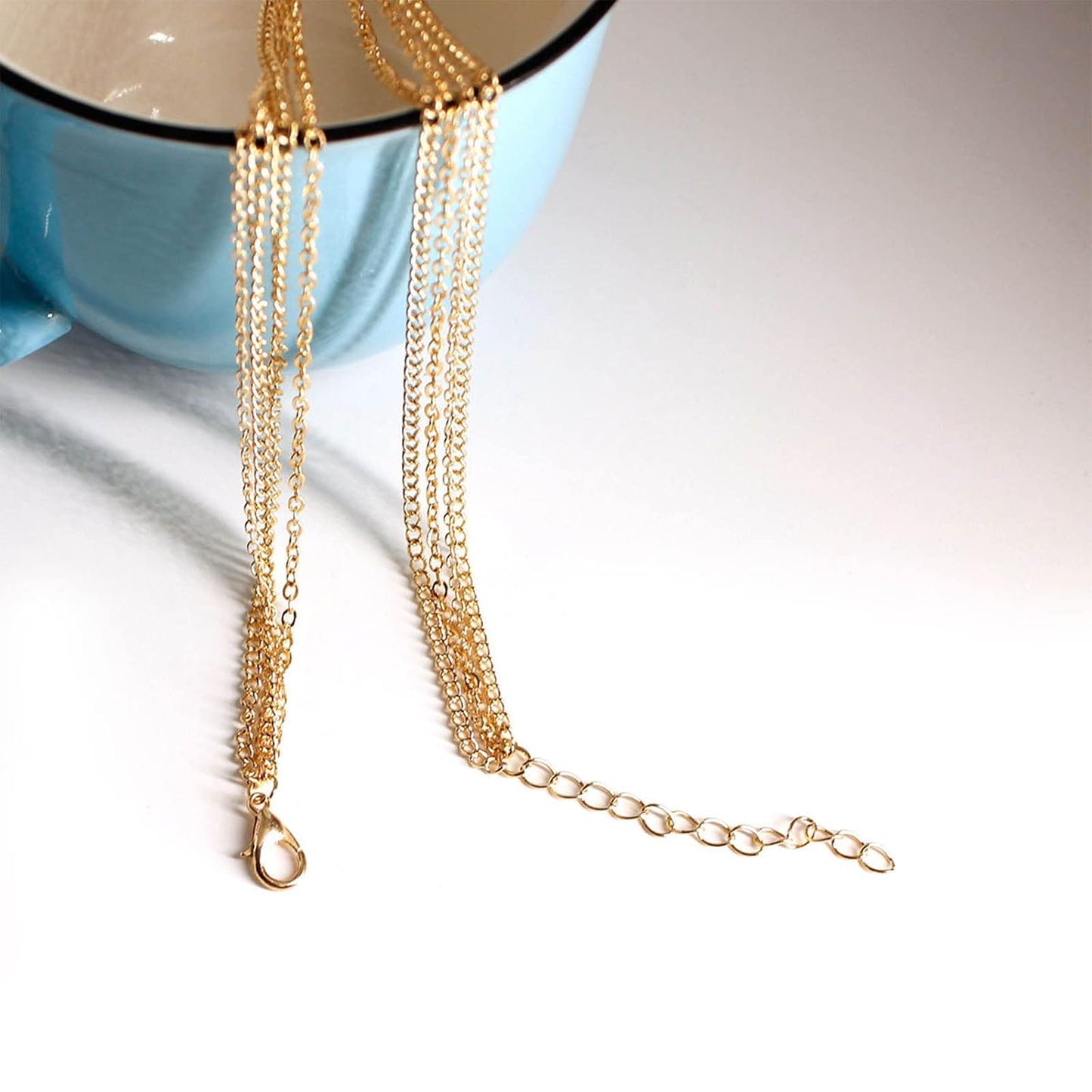 Bohemia Layered Coin Choker Necklace Moon Crescent Pendant Necklace Chain Gold Tiny Ball Necklace Multi Layer Disc Necklace Chain Jewelry for Women and Girls