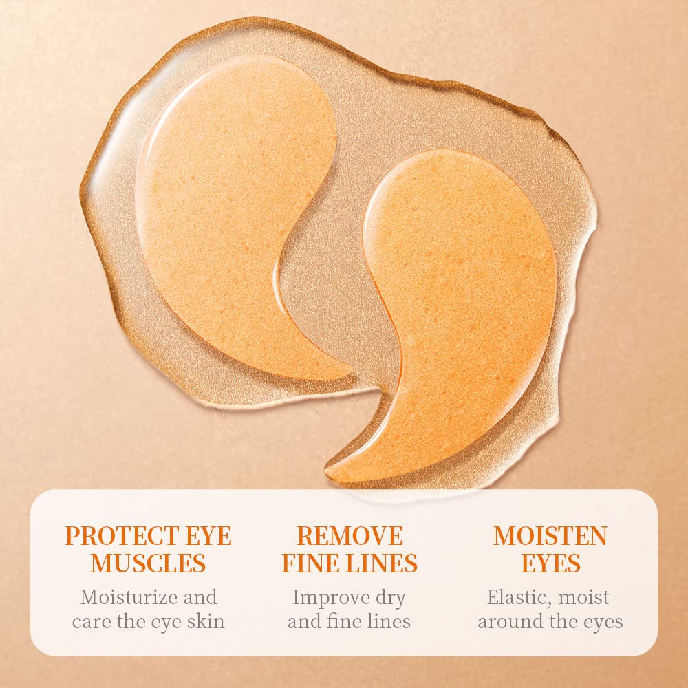Under Eye Patches - 30 Pairs Vitamin C Eye Mask for Puffy Eyes & Dark Circles Treatments, Reduce Under Eye Bags and Smooth Wrinkles, Eye Skin Care Pads With Hyaluronic (Vc)