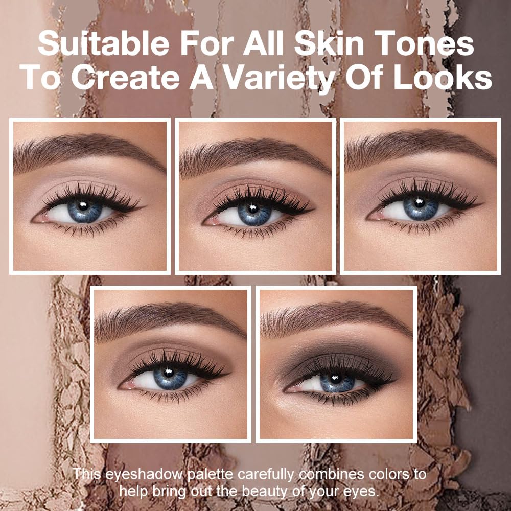 5 Colors Matte Nude Eyeshadow Makeup Palette, Nude Brown Cocoa Taupe Ebony Black Smokey Matte Cream Mini Eye Shadow Palette Makeup for Older Women Blue Green Eye, Contour Palettes sombras de ojos