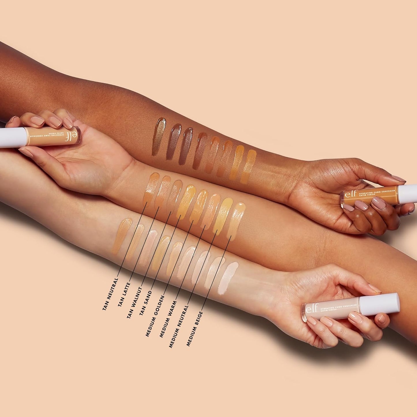 e.l.f. Hydrating Camo Concealer, Covers Blemishes & Under-Eye Circles, Full-Coverage & Delivers A Satin Finish, Vegan & Cruelty-Free, Tan Sand