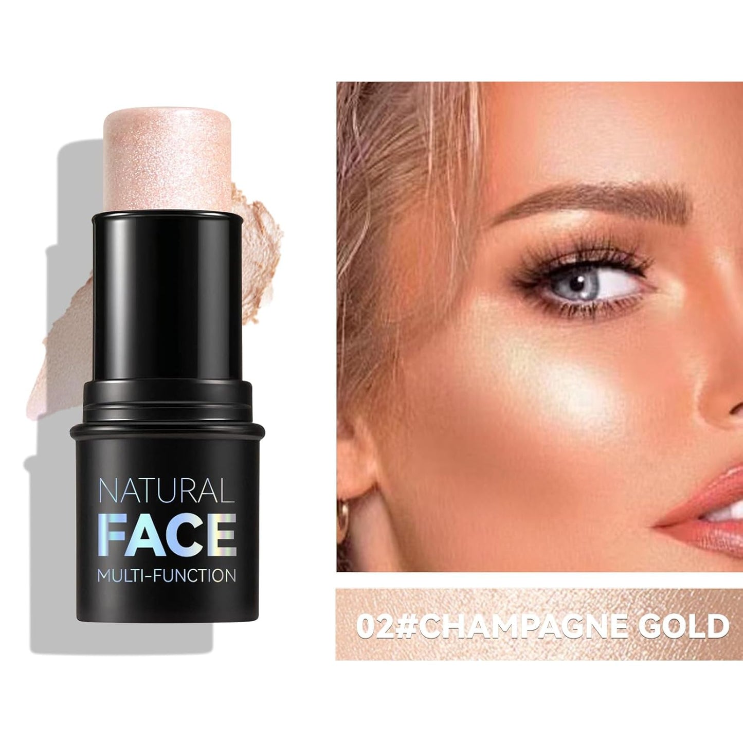 3pcs Face Contour Stick Makeup Set, Highlighter Stick Blush Stick Cream Contour Kit with Brush, Contouring Stick for Fair Skin, Concealer Makeup Stick Gift for Beginner Women Teen Girls