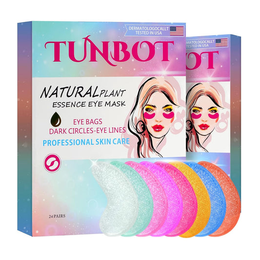 Under Eye Patches - 24 Pairs Natural Plant Extracts Eye Mask for Reduces Puffiness and Dark Circles Facial Anti-Aging, Hyaluronic Acid Eye Gel