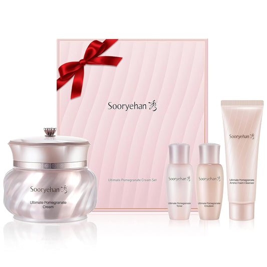 Sooryehan Ultimate Pomegranate (Cream Set, 4.4fl oz) - Skin Elasticity, Blemish and Skin Tone Improvement, Collagen, Elastin & Vitamin C