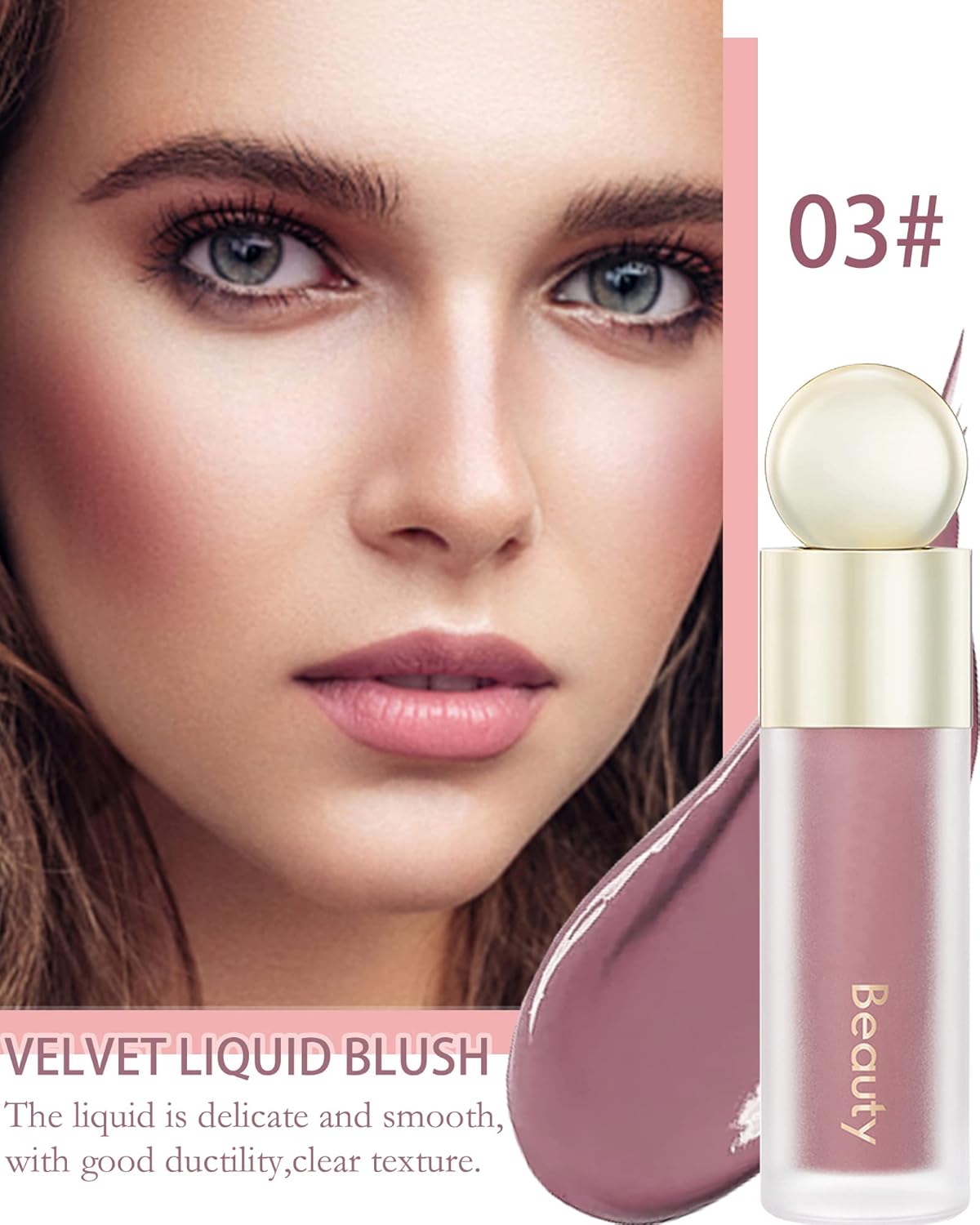 Velvet Liquid Blush Wand, Creme Blush Makeup Stick,Blush Beauty Makeup Dual Use for Cheeks & Lips, Long-Wearing,Dewy Finish,Skin Tint Blush, Contour Blush Wand,Thanksigiving Gift for Women-03