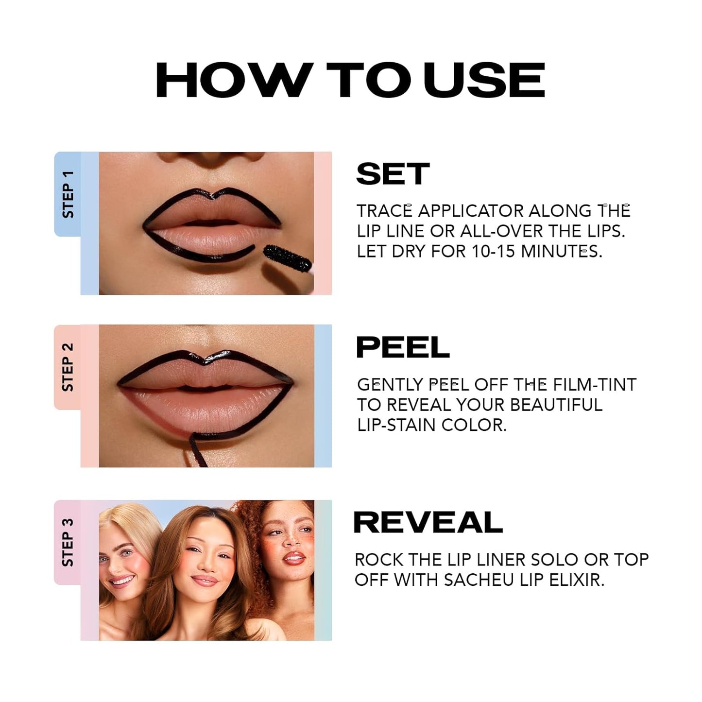 Sacheu Lip Liner STAY-N & Lip Elixir Bundle — Long Lasting Matte Lip Tattoo, Transfer Proof Lipstain Infused with Hyaluronic Acid & Vitamin E, for All Skin Types — P-inked and Clear