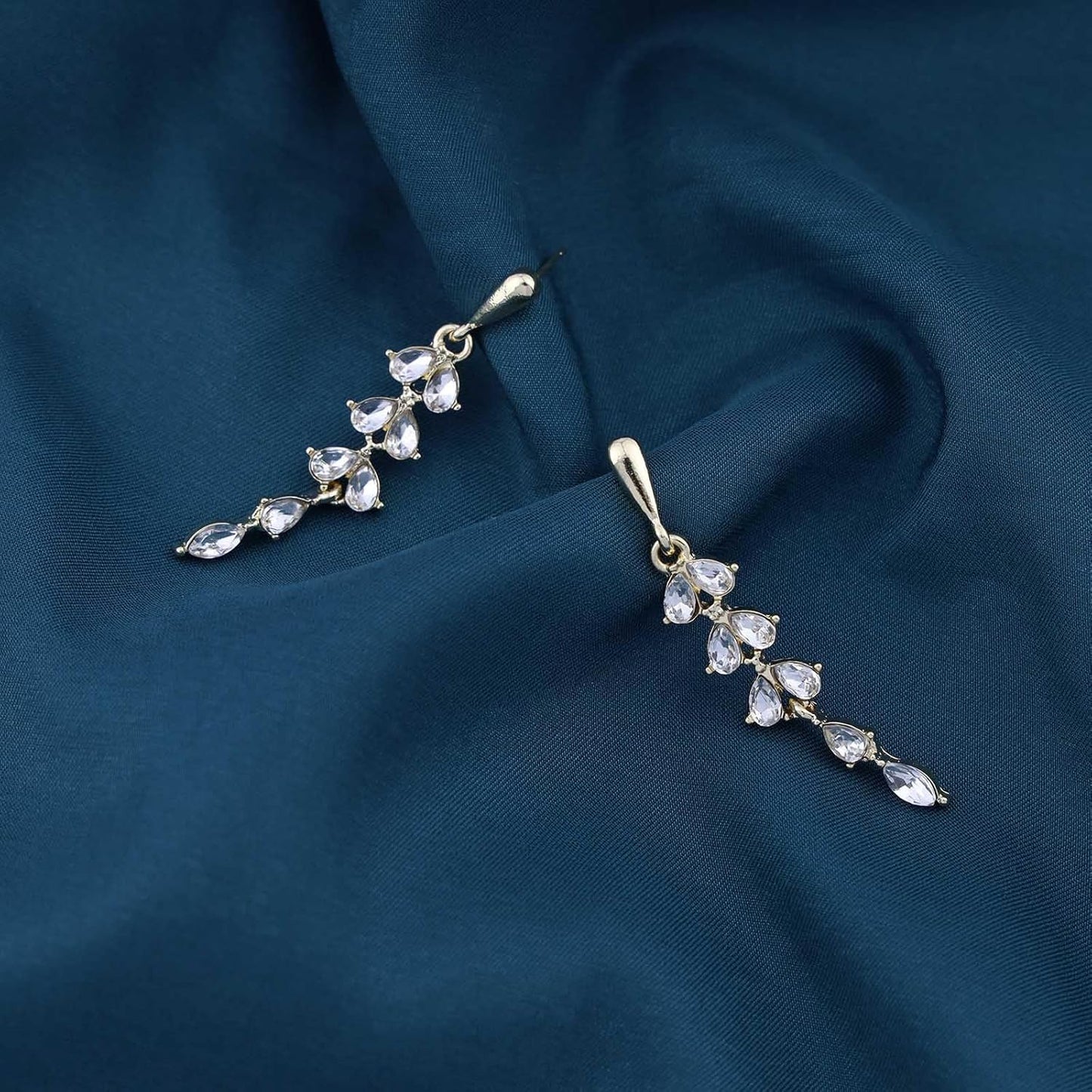 Vintage Crystal Drop Earrings Crystal Wedding Rhinestone Earrings Long Rhinestone Dangle Earrings Gold Cz Chain Tassel Earrings Jewelry for Women
