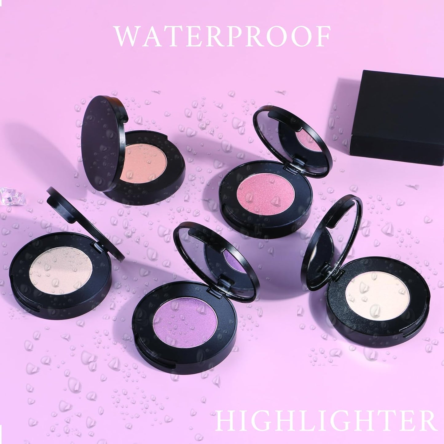 Face Highlighter Powder Palette, Glossy Glitter Illuminator Powder, Shimmer Shades for Face Highlighter Makeup, Highly Pigmented Natural Shiny Highlight Makeup Illuminator Highlighter 5