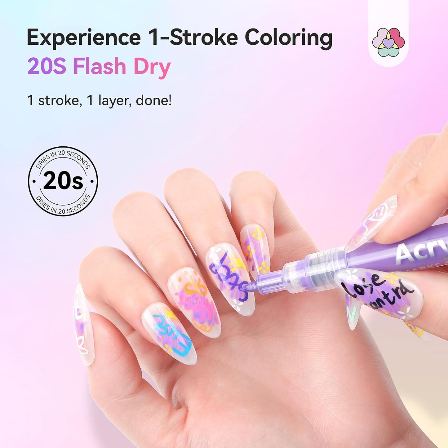 SAVILAND Essentials Nail Art Pens Set: 24 Colors Spring Summer 3D 0.7MM Quick Dry Nail Polish Pens for Nail Art Design Acrylic Paint Makers Drawing Point Liner Pen Dotting Tools Brush Home Salon DIY
