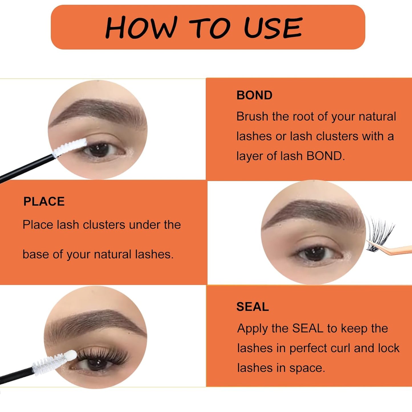 Lash Clusters Kit Eyelash Clusters DIY Lash Extension Kit with Lash Bond and Seal Waterproof Tweezers Cluster Eyelash Extensions Kit (Set 30D/40D-0.07D-Mix8-14)