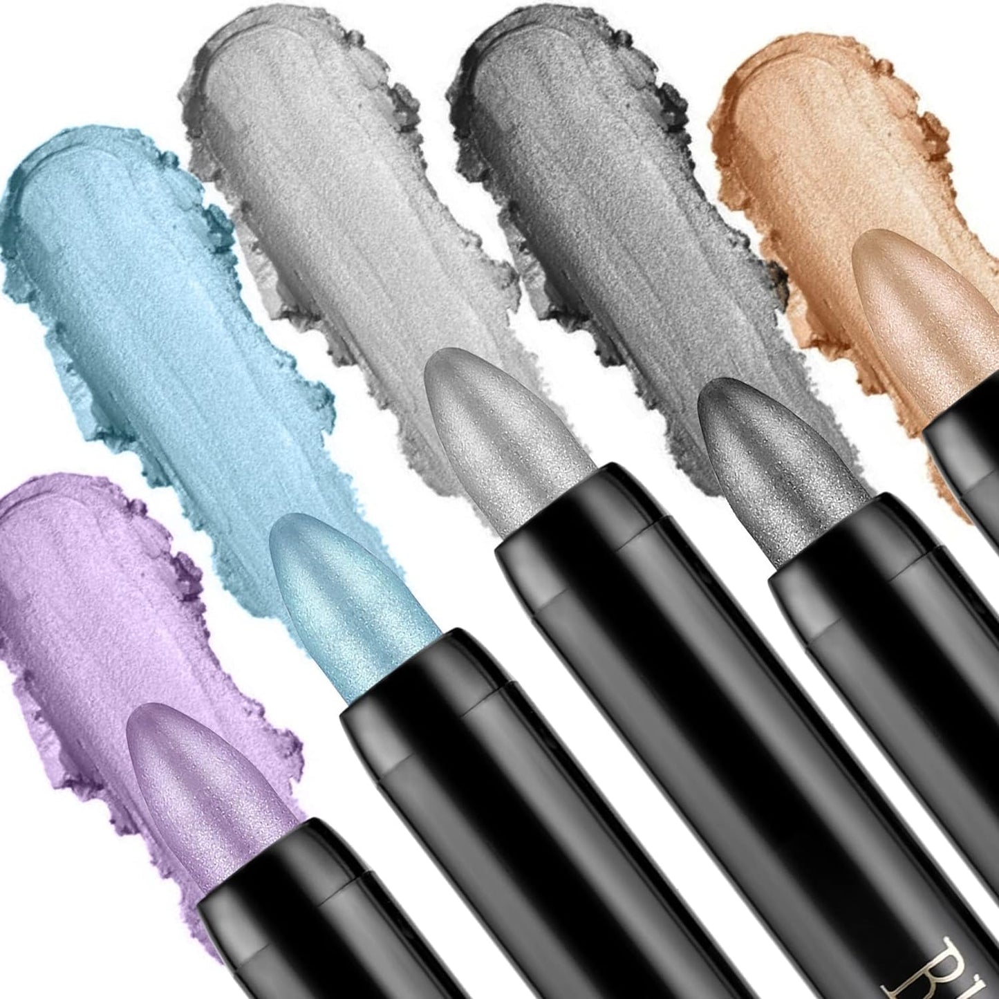 Boobeen Eyeshadow Stick Pencil Crayon Waterproof Cream Eyeshadow Glitter Eye Makeup, Easy to Use (02# + 08#)