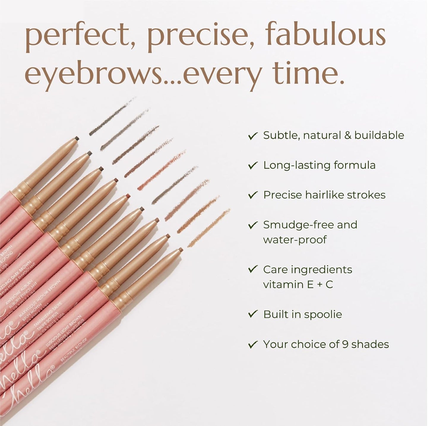 Chella Eyebrow Pencil – Easy-to-Use Brow Definer for Shaping, Filling & Blending – Long-Wear Deep Brown Eyebrow Pencils for Women with Precise Tip (Deep Brown)