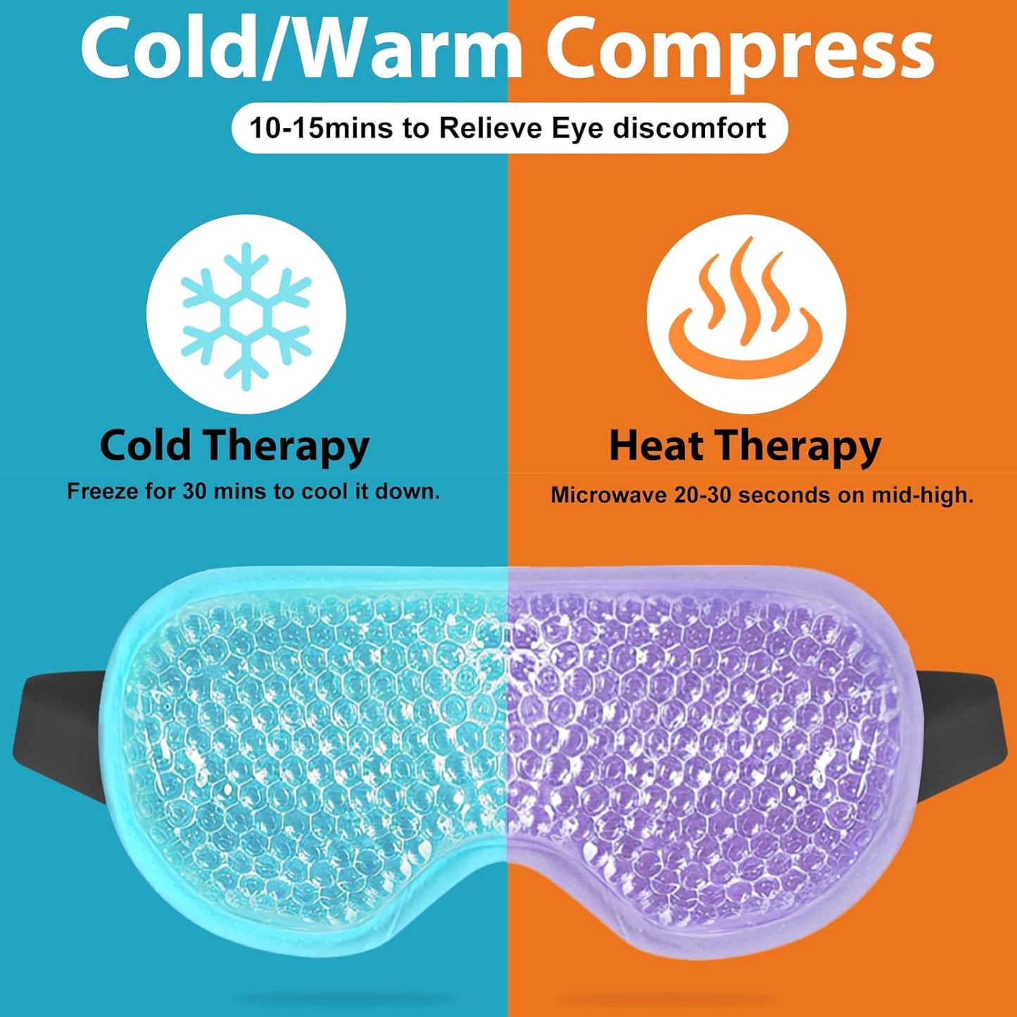 BeeVines Gel Eye Mask, 2 Pack Cooling Ice Masks for Puffy Eyes for Men & Women, Cold & Warm Compress for Post Surgery, Puffiness, Allergies & Treatment(Blue & Purple)
