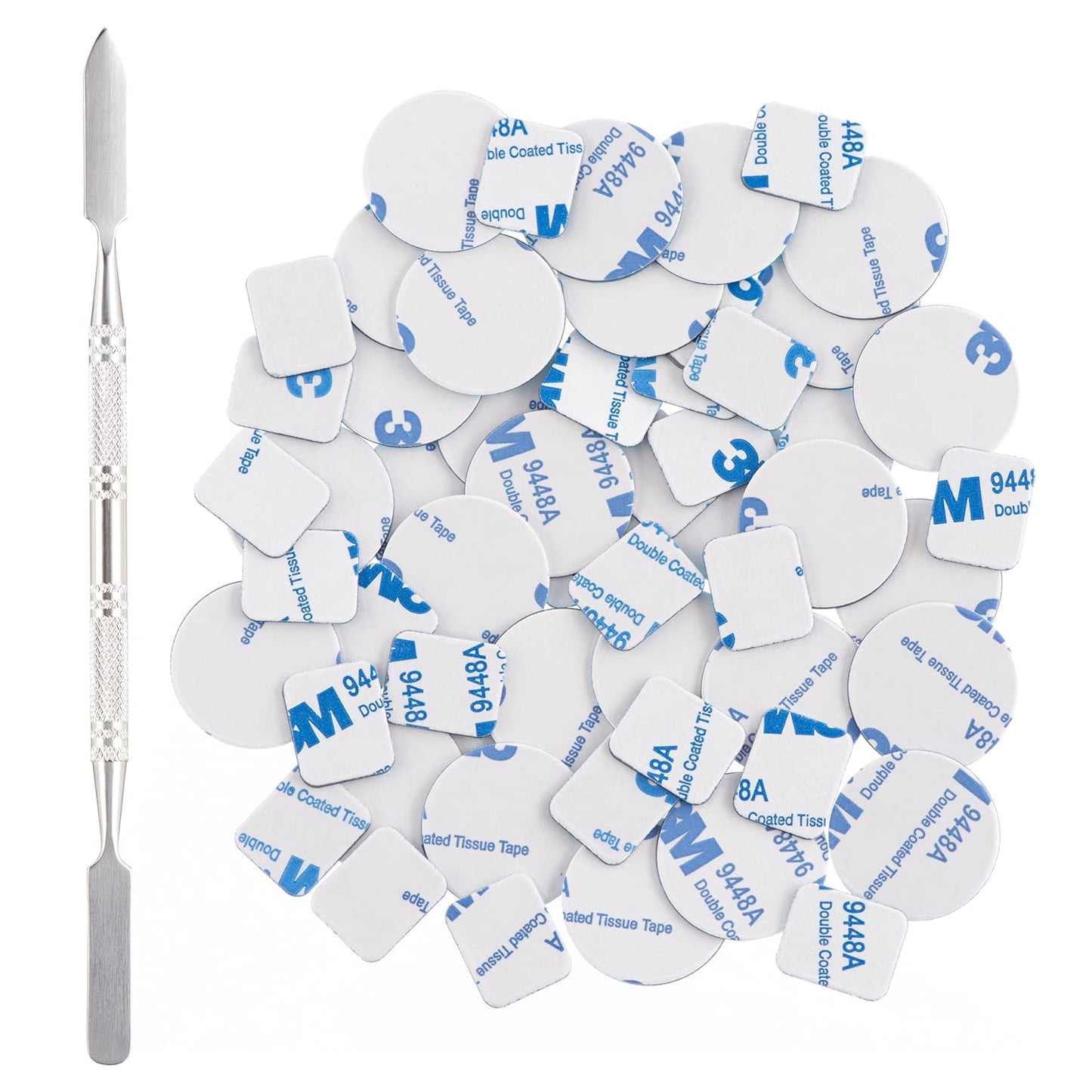 56Pcs Metal Stickers for Magnetic Palette Empty Eyeshadow Makeup Palette + Depotting Spatula (28Pcs Round + 28Pcs Square)