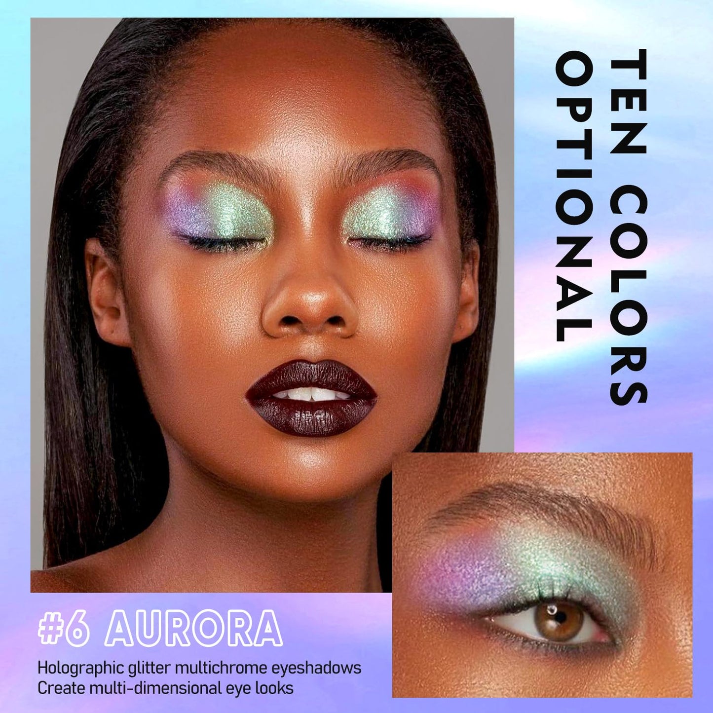 MAKI YIKA 3Pc Glitter Eyeshadow Liquid Multichrome Eyeshadows Long Lasting, Metallic Chameleon Eye Shadow Smudgeproof Holographic Eye Topper Glitters (#1+5+6)